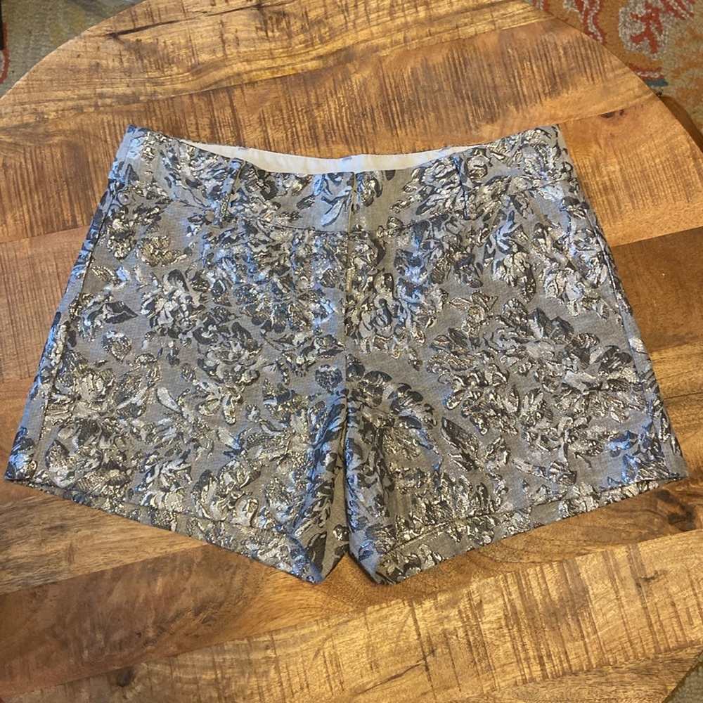 Lauren Conrad Grey Floral Shorts with Metallic Silver Accents